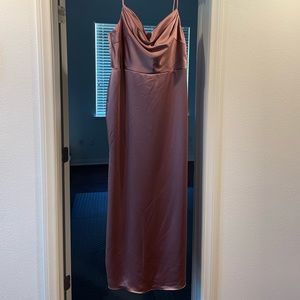 Beautiful Sorella Vita smoky quartz floor length dress with right leg side slit